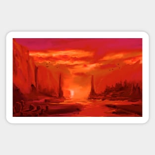 Alien Sunset Landscape Scifi Sticker